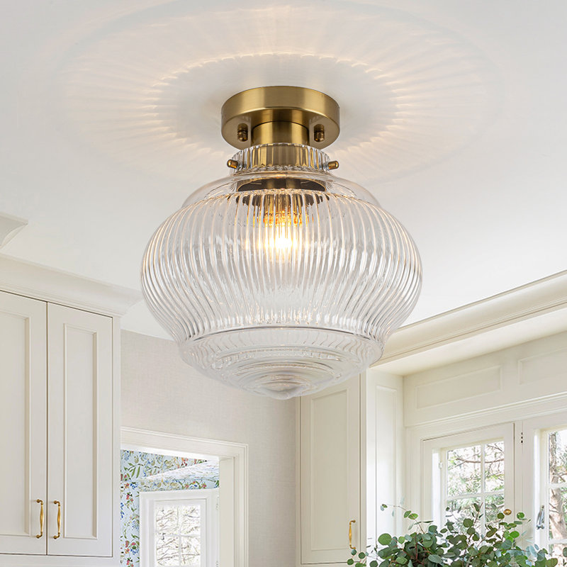 1-Light Vintage Glass Semi Flush Mount