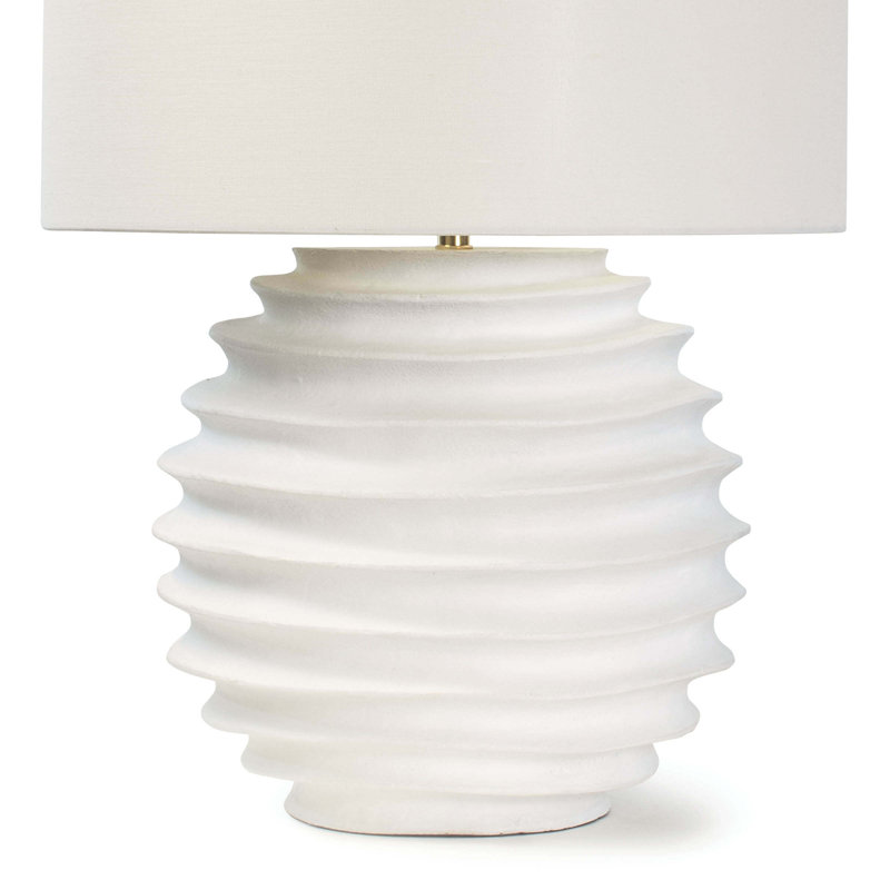 Regina White Linen Shade Steel Base Table Lamp with 3-Way Switch