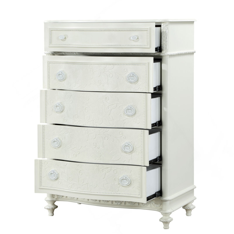 Commode 5 tiroirs Ivoire