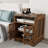  Square Rustic Barn Door Nightstand With Charging Station, 23.8''H X 20''W, Featuring Open Storage & Farmhouse Style Design-1852628479