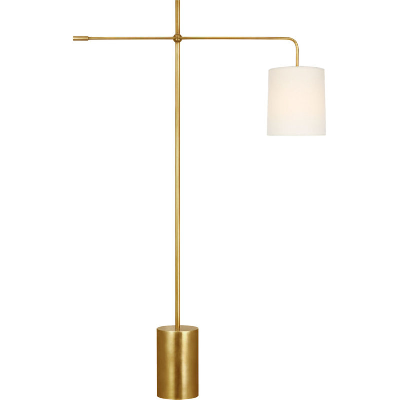 Frederick 52" Pivoting Floor Lamp with Linen Shade, Hand-Rubbed Antique Brass