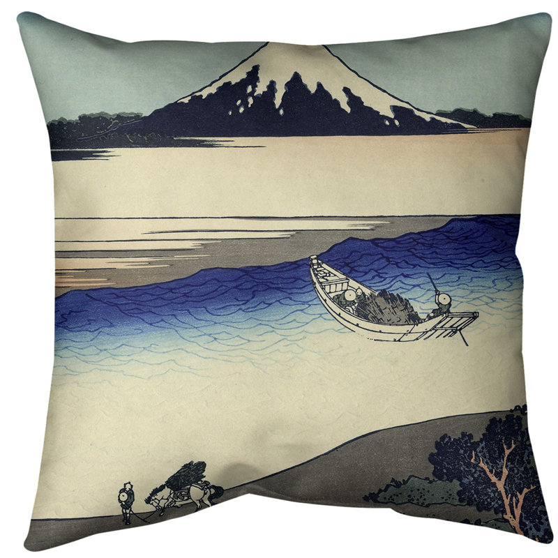 Coussin décoratif Tama River in Musashi, 14 po x 14 po, Duvet synthétique, Bleu