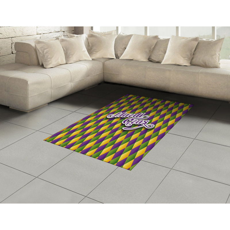 Mardi Gras High Density Long Fiber Poly Threads Decorative Area Rug Carpet, Rectangle 4' x 5'8"