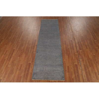Gray Wool Gabbeh Modern Runner Rug 3x10