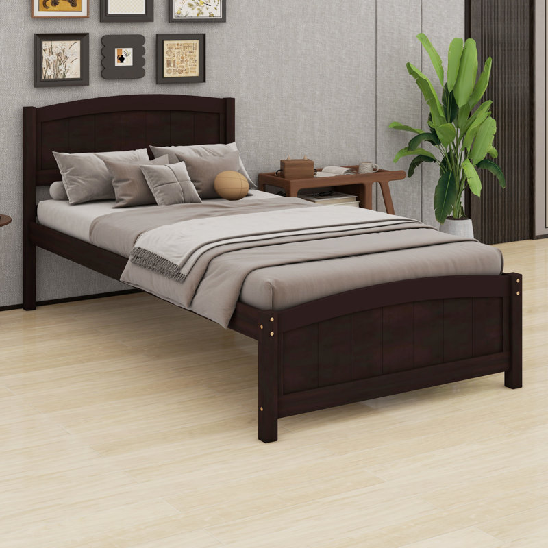 Platform Bed With Headboard And Footboard., Espresso