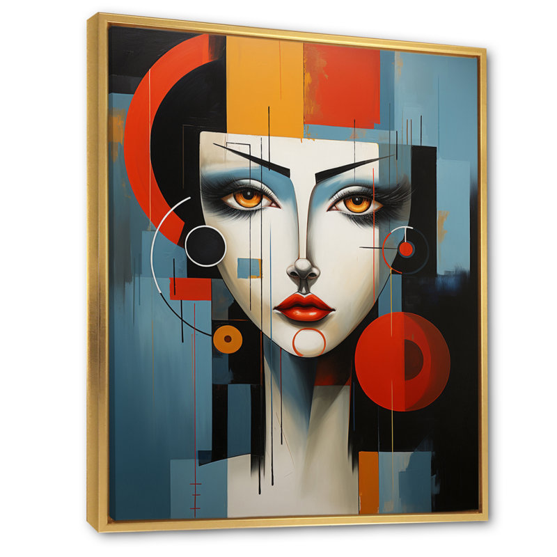 " Constructivism Emphasizes The Integration I ", 40" H x 30" W x 1.5" D, Gold Framed