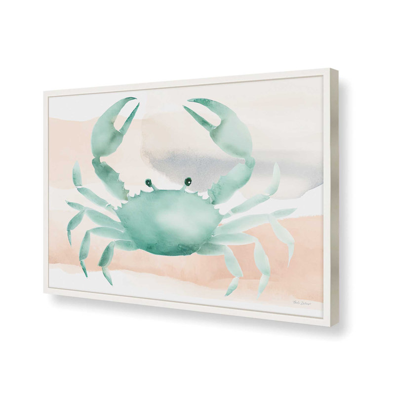 «High Tide Crab» par Nicole DeCamp, reproduction d'art, Impression encadrée, White, L 16 po x H 12 po