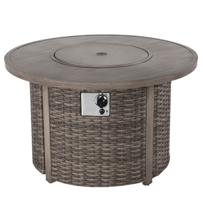 Patio Aluminum Rattan Fire Pit Table