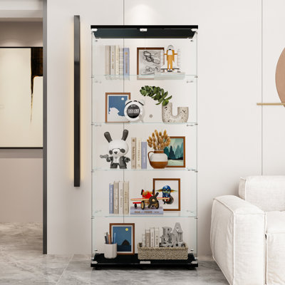 Vitrine en verre avec double porte à 5 tablettes et vitrines