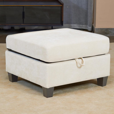 Oversized Ottoman Chenille Convertible Sofa with Storage, Beige