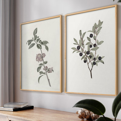Impression florale rétro vintage giclée - ensemble de 2