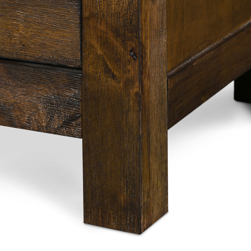 Rustic Brown 2-Drawer Wooden Nightstand with Beveled Handles