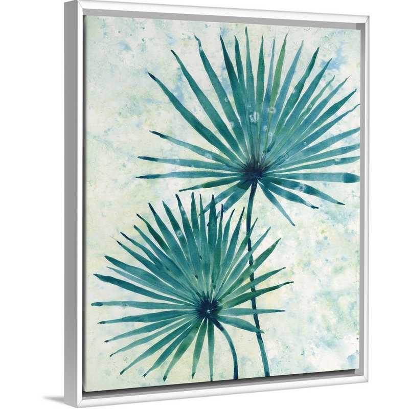 «Palm Leaves II», art mural sur toile, H 42 po x l 34 po, Toile avec cadre blanc