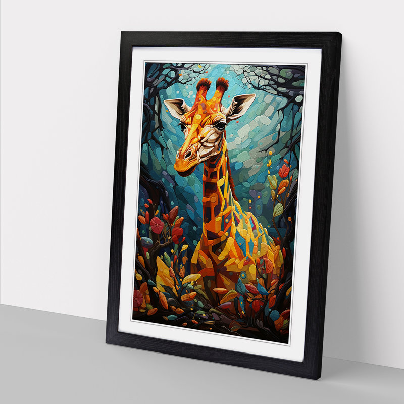 Giraffe Orphism - Framed Print, Black, 46cm H x 34cm W x 2cm D