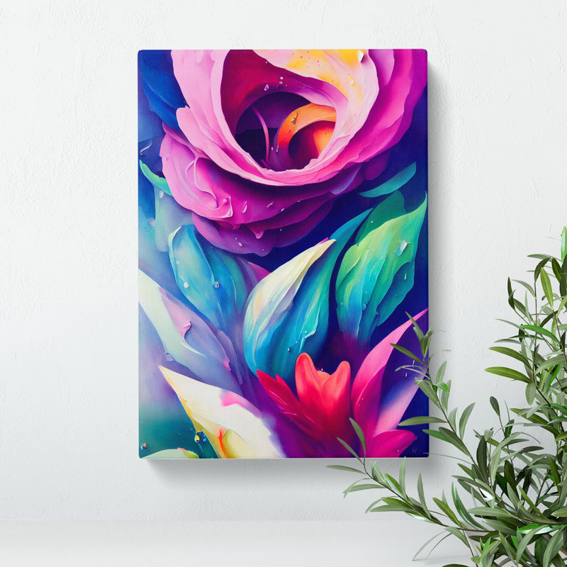 XV1022-4927X Vibrant Flowers No.2 - Print, No Matte, 50cm H x 35cm W, Wrapped Canvas