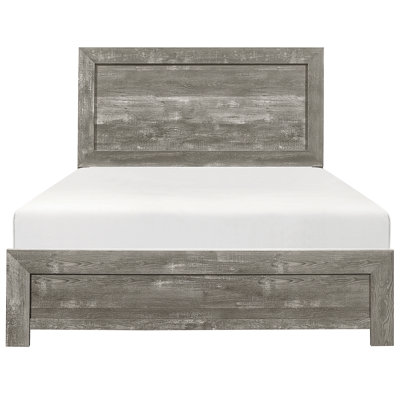 Wooden King Bed, Gray Shade, With Headboard And Box Spring Rustic Bedroom Furniture Rails