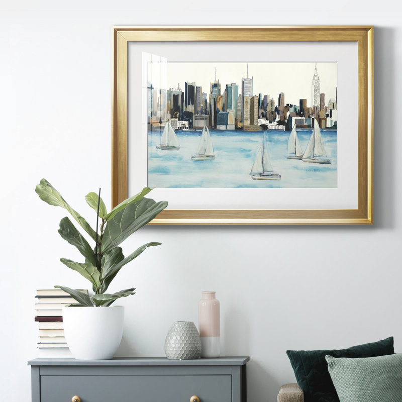 Boat City Boat City - peinture encadrée, H 18,5 po x l 24,5 po x P 1,5 po, Papier avec cadre doré, Oui