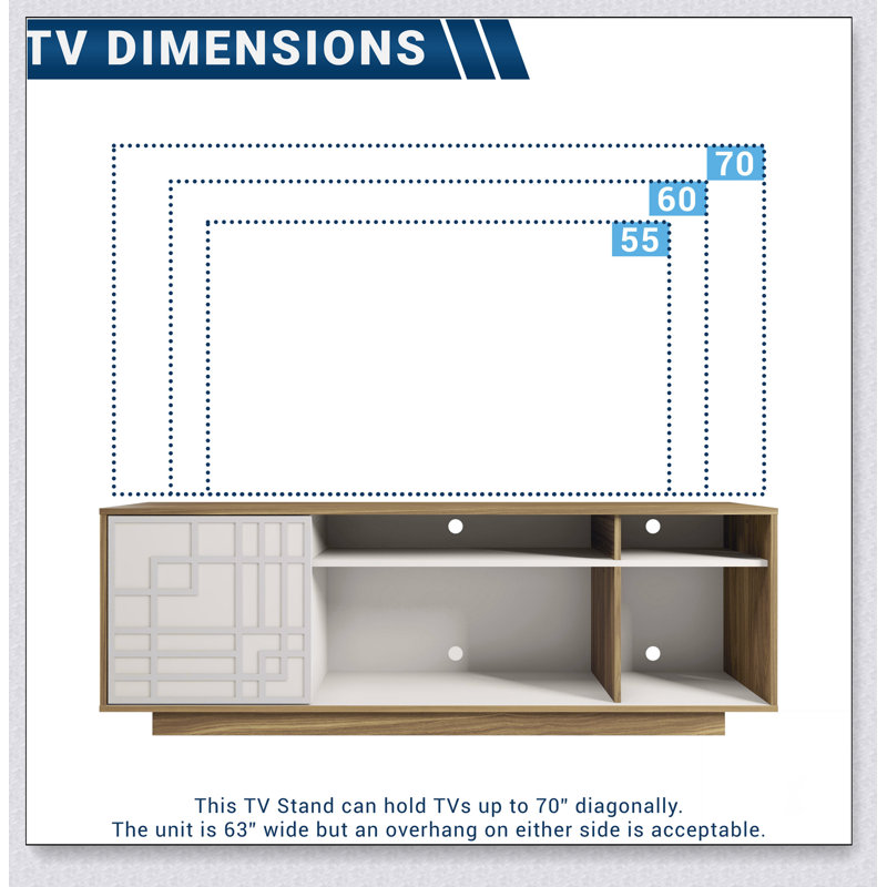 Techni Mobili Contemporary TV Stand for TVs Up to 70in, Oak Natural Wood/Antique White