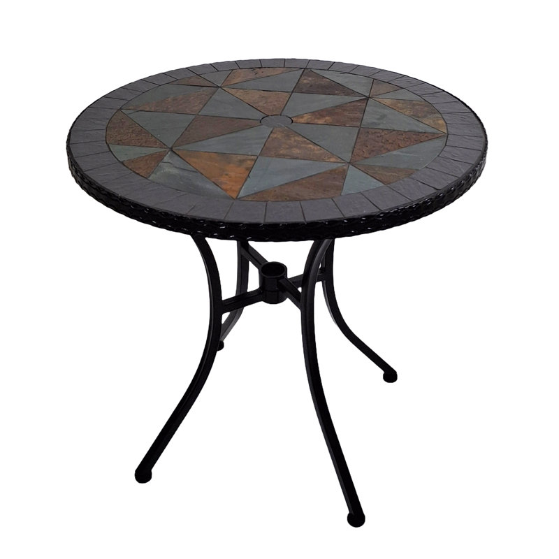 Tobarra Round Stone Outdoor with Umbrella Hole Bistro Table - 70 cm W 70 cm D