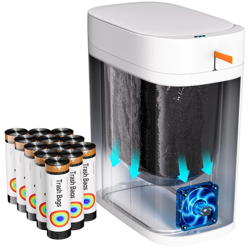 La poubelle à capteur de mouvement rechargeable de 2,2 gallons JOYBOS comprend 12 rouleaux de sacs à ordures