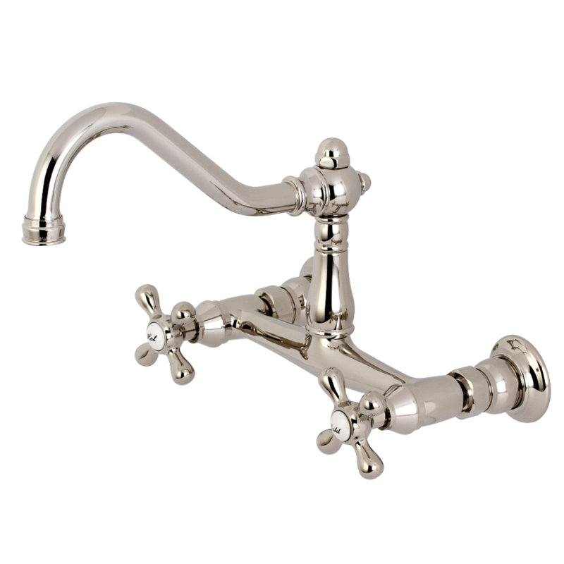 Vintage Wall Mounted Bathroom Faucet, Polished Nickel