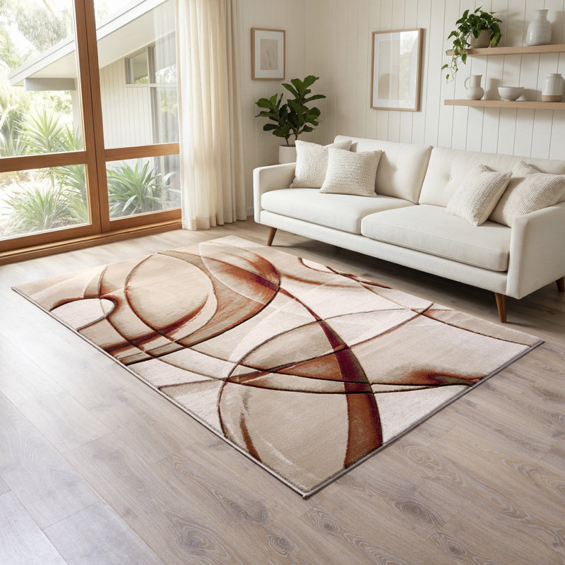 Alexia Collection Beige/Brown Abstract Modern & Contemporary Area Rug, 2'1 X 3'3