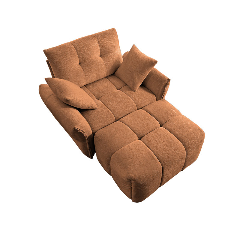 Canapé ergonomique à une place avec repose-pieds, Orange