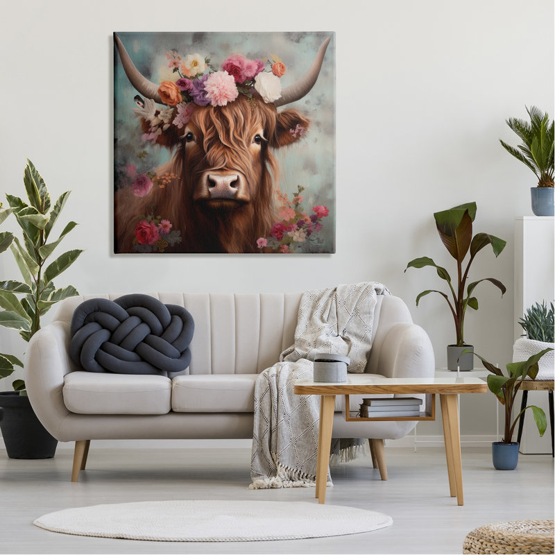 Détail détaillé de la vache Highland, H 36 po x l 36 po x P 1,5 po