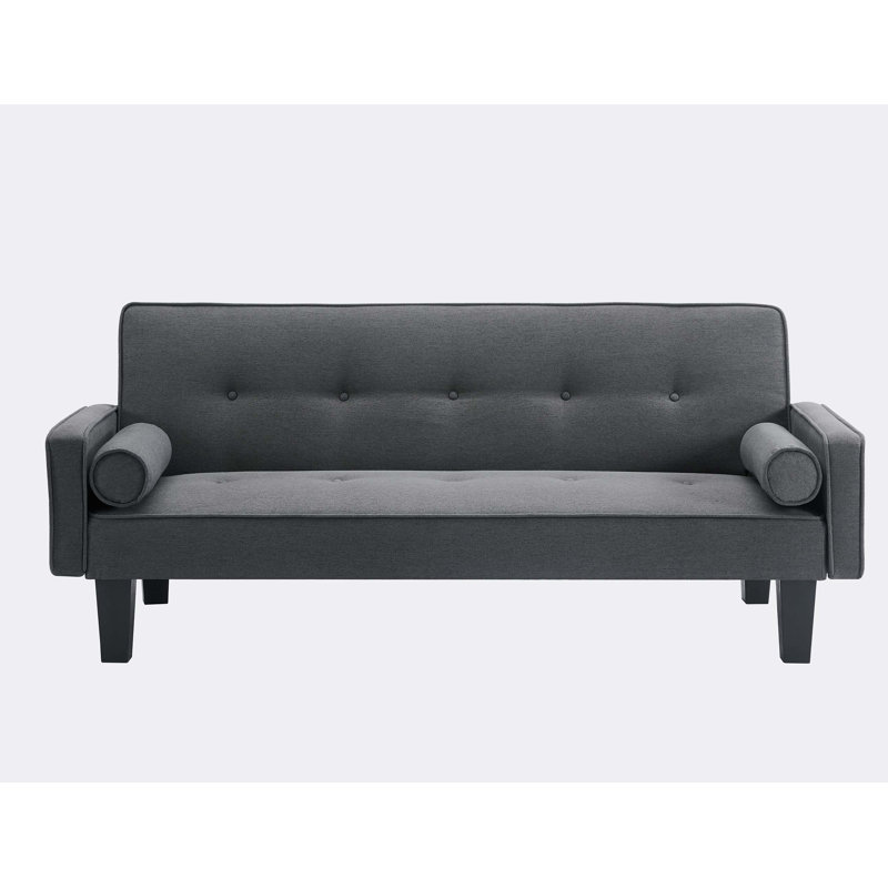 Darrell Upholstered Sofa, Dark Gray Cotton Blend