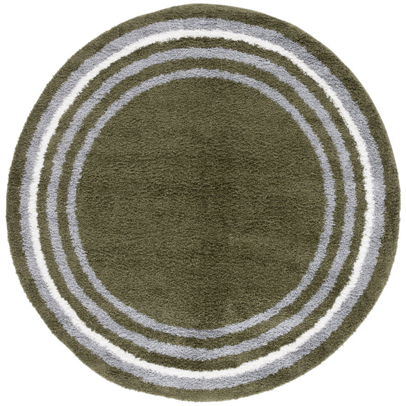 Tapis rayé à poils longs Kanina, Rond 6 pi 7 po