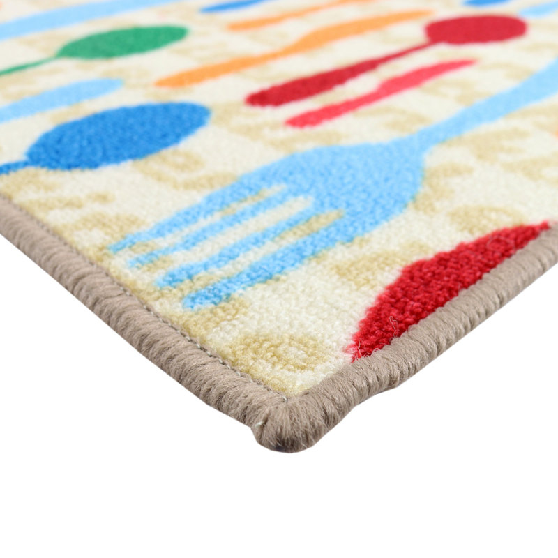 Colorful Cutlery Pattern Non-slip Kitchen Mat