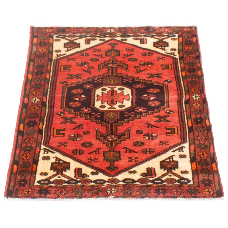 Tapis rouge en laine style années 1990 3 pi x 4 pi 3 po Yolandia
