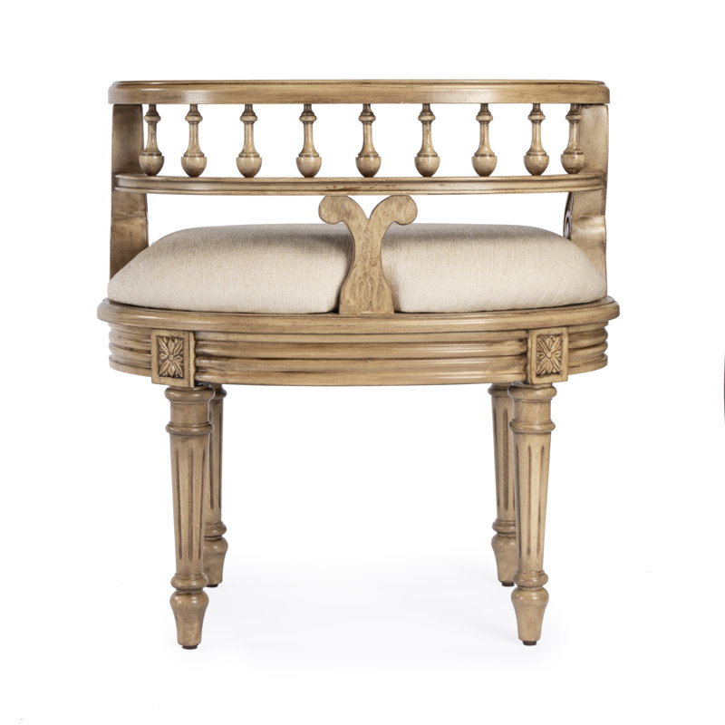 Hathaway Cotton Vanity Stool, Antique Beige