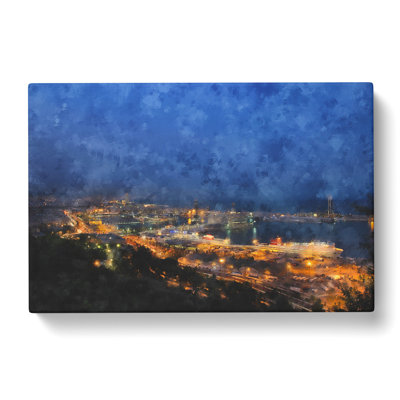 Barcelona Skyline - Wrapped Canvas Print
