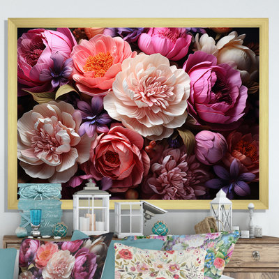 Asian Art Peonies In Pink IV Framed On Canvas Print