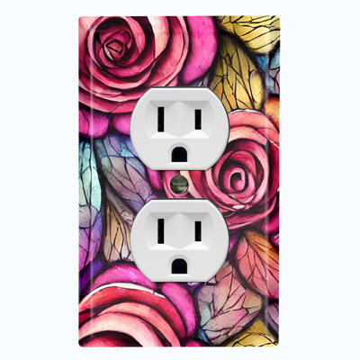 Colorful Flower Roses Nature Themed 1 - Gang Duplex Outlet Standard Wall Plate