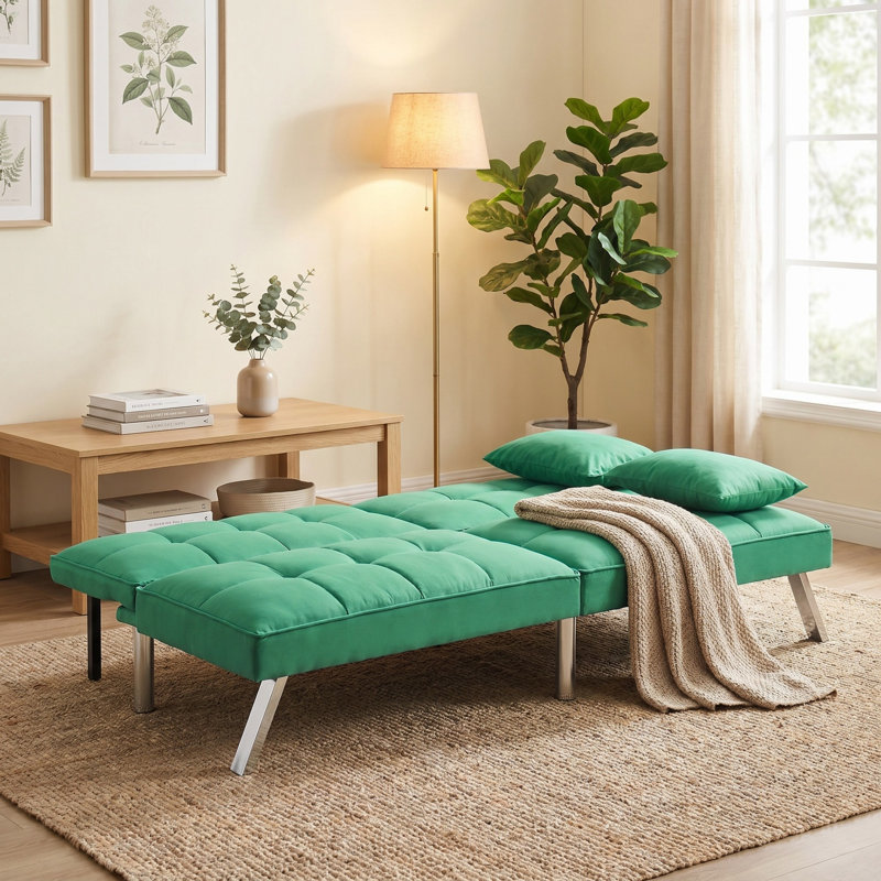 Canapé-lit futon convertible 67,72 po, Vert