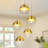 Copper 5-light Clear Glass Dimmable Pendant Light Adjustable Height