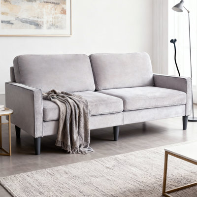Modern 78" Upholstered Sofa for Small Spaces Velvet Loveseat Couch with Phone Stand