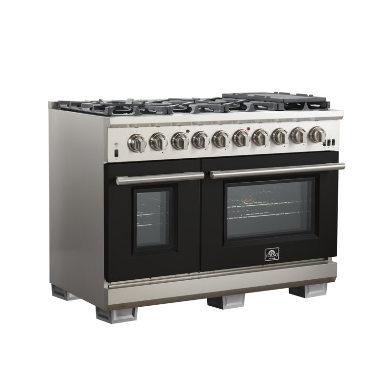 Capriasca 48" 6.58 cu. ft. Freestanding Gas Convection Oven, Black