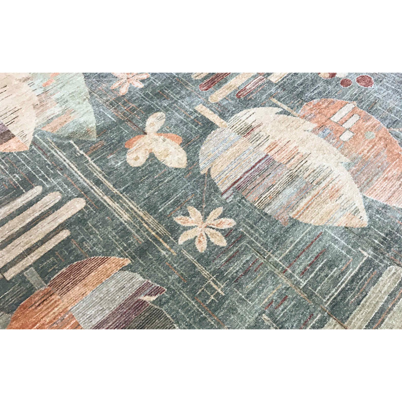 Hand-Knotted High-Quality Green Area Rug
