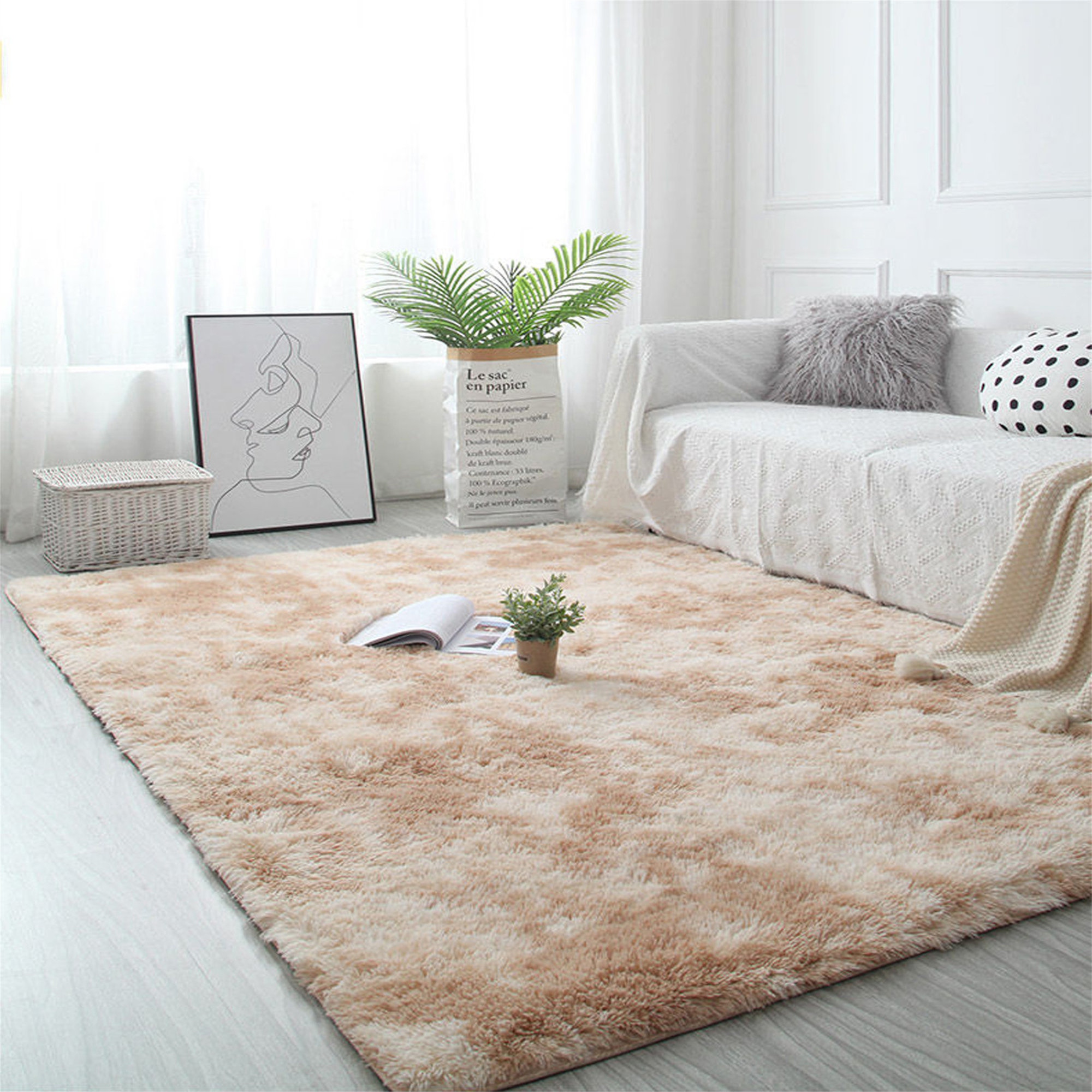 NK DECORATION Fluffy Rugs Clearance Living Room Rugs Bedroom Rugs,Non-Slip  Area Rug Shaggy Tie-dye Rugs for Living Room Modern Indoor Home Floor