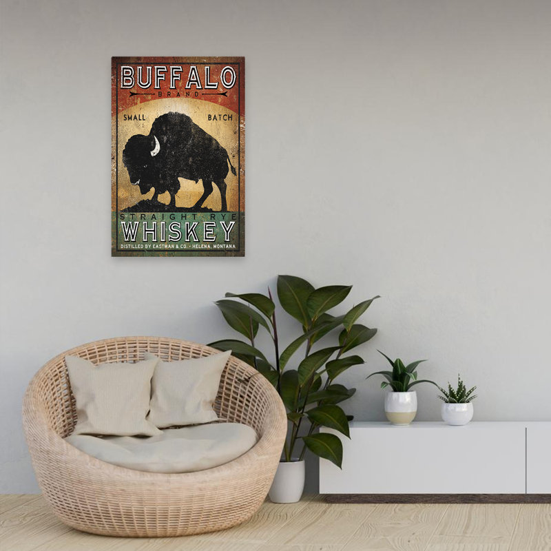 Buffalo Whiskey - publicité, alcool, bison, art, H 24 po x l 16 po