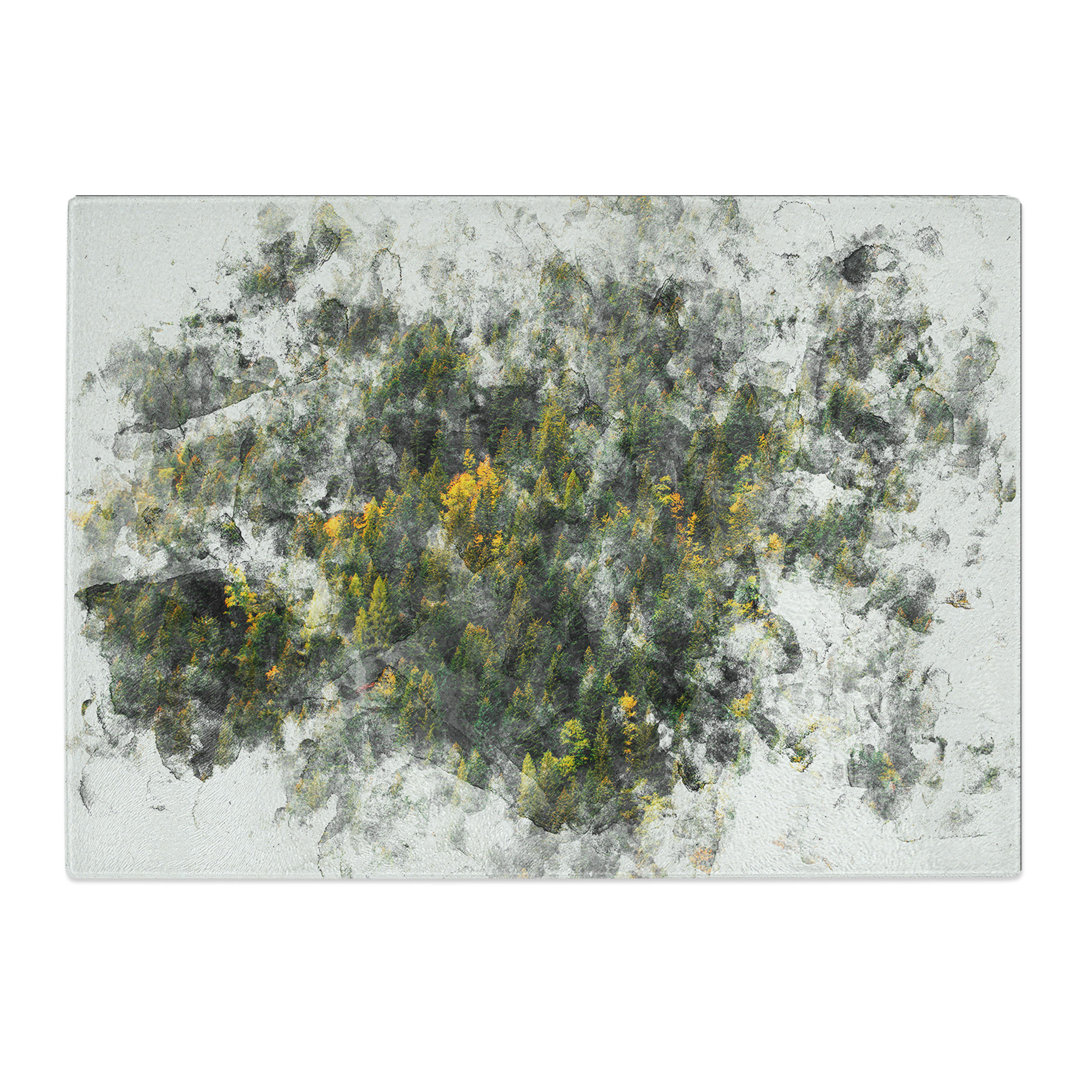 Tempered Glass Autumn Forest in Switzerland Watercolour Chopping Board