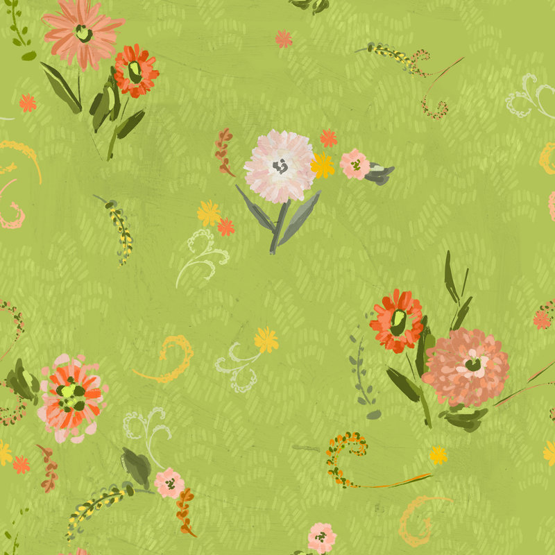 Yuki Osada Floral Wallpaper Double Roll, Light Green