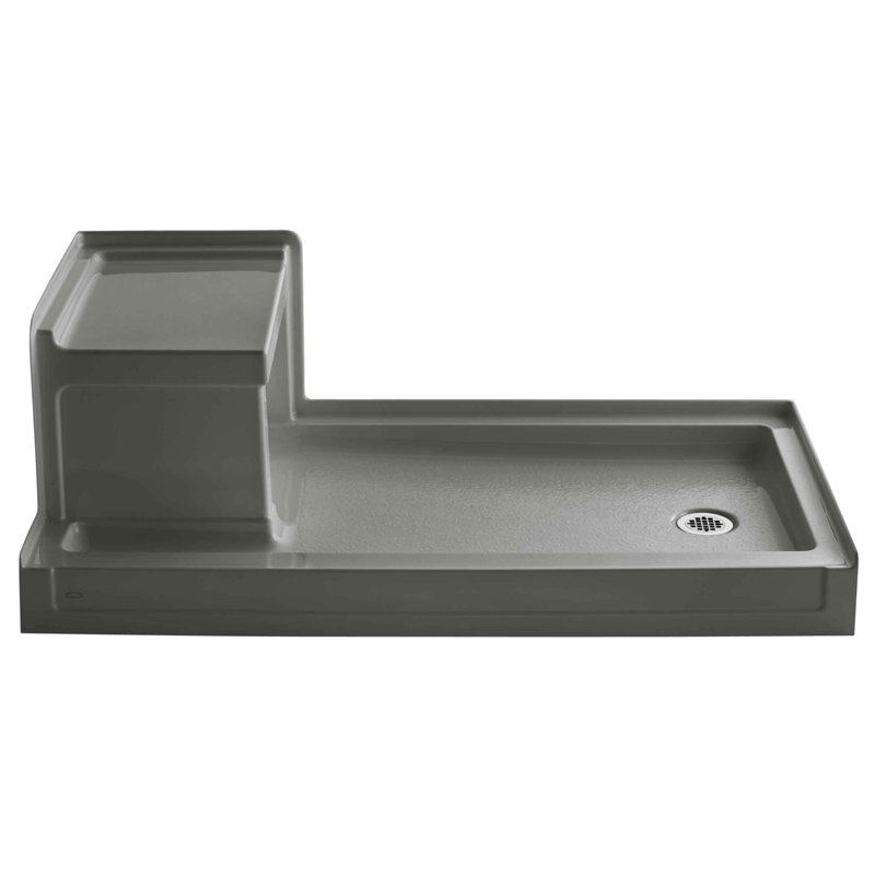 Base de douche à seuil simple l 60 po x P 32 po Tresham®, Gris tonnerre
