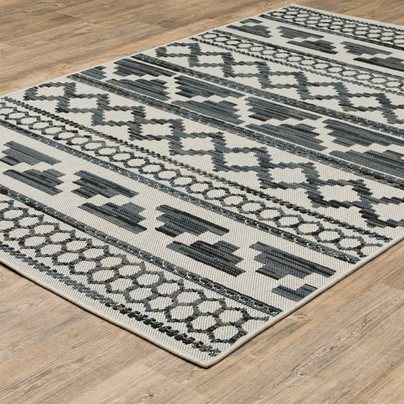 Abdur-Rahman Geometric Indoor / Outdoor Rug, Rectangle 6'7" x 9'2"