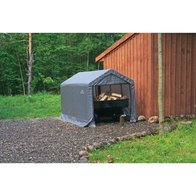6' x 12' x 8' Gray Steel Portable Shed with Windows