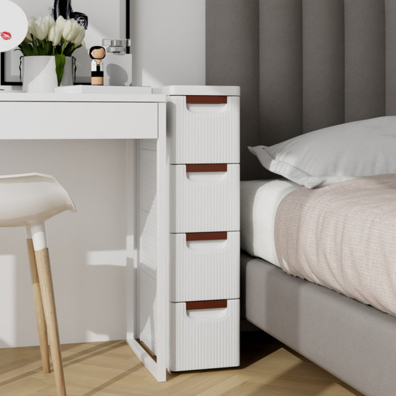 4-Drawer Rolling Organizer Unit Narrow Storage Cabinet with Built-In Wheels for Small Space