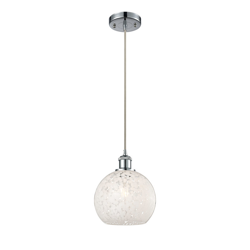 Luminaire suspendu à cordon 1 lumière Ballston White Mouchette, H 10 po x l 8 po x P 8 po, Chrome poli